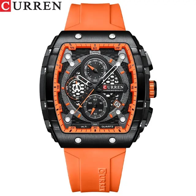 RELOJ CURREN 8442 SPORTX NARANJA - DISEÑO IMPACTANTE EN SILICONA (ORIGINAL)