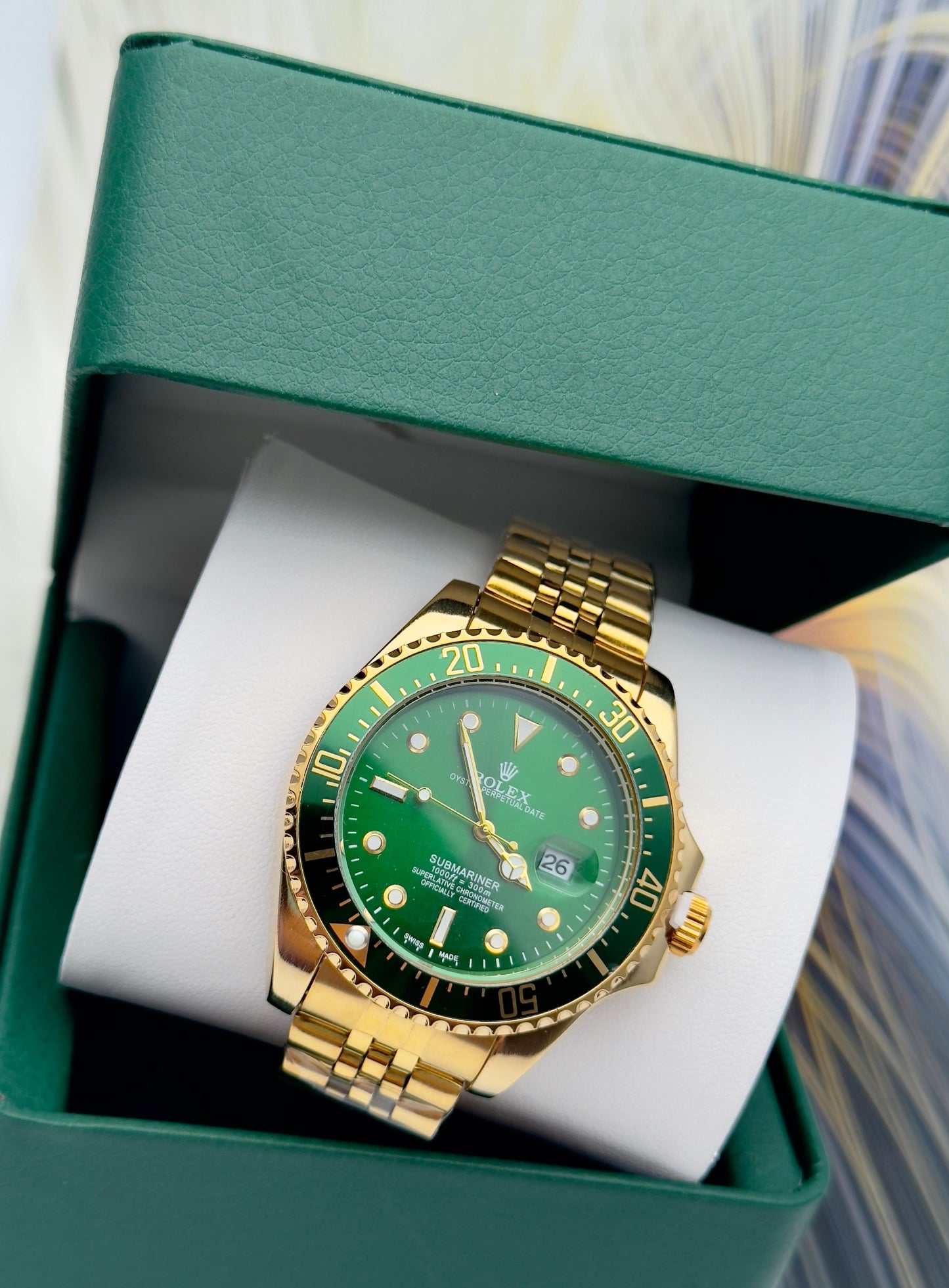 ROLEX SUBMARINER ESTILO PREMIUM DORADO VERDE - ELEGANCIA ATEMPORAL