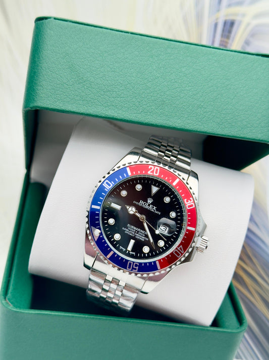 ROLEX SUBMARINER ESTILO PREMIUM PLATEADO AZUL/ROJO - ELEGANCIA ATEMPORAL