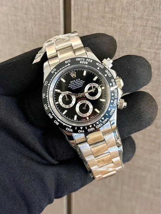 ROLEX DAYTONA ACERO CHRONOSPORT PLATEADO/NEGRO - PRESTIGIO EN CADA SEGUNDO