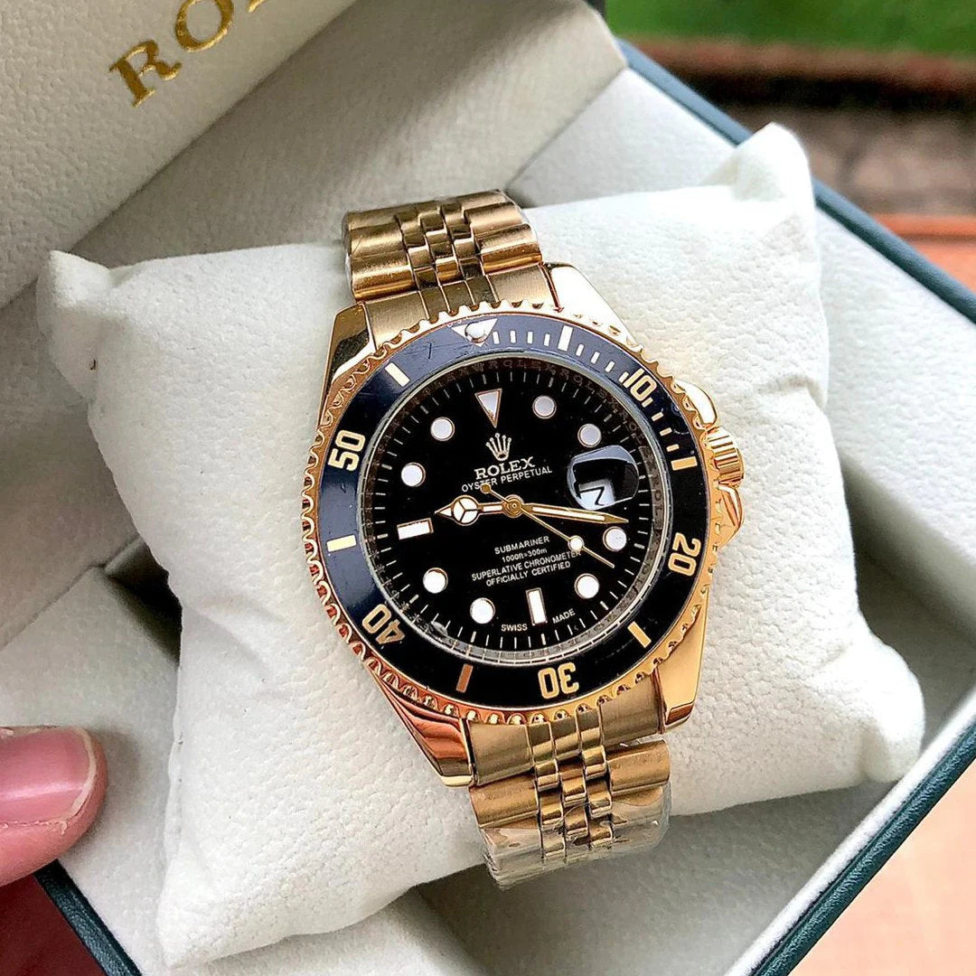 ROLEX SUBMARINER ESTILO PREMIUM DORADO NEGRO - ELEGANCIA ATEMPORAL CON ESTUCHE DE LUJO
