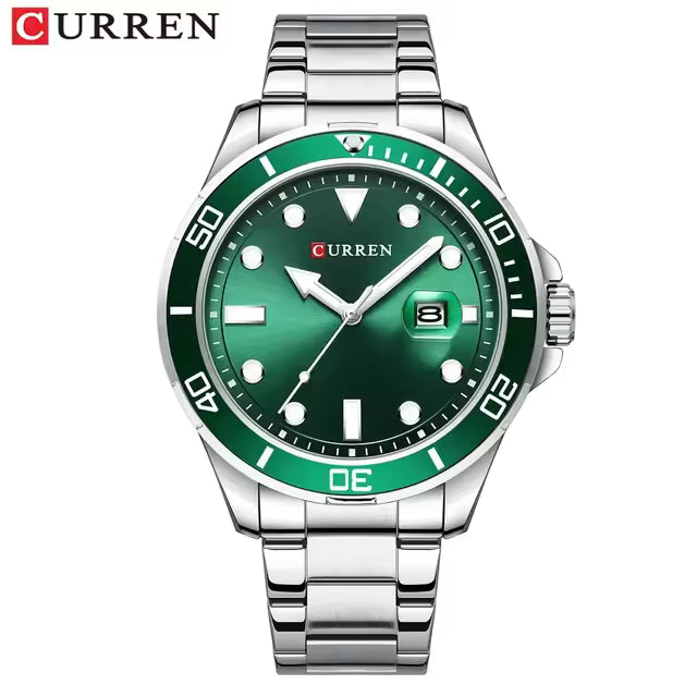 RELOJ CURREN STEEL URBAN 8388 ORIGINAL PLATEADO VERDE - ELEGANCIA CASUAL PARA EL DIA A DIA