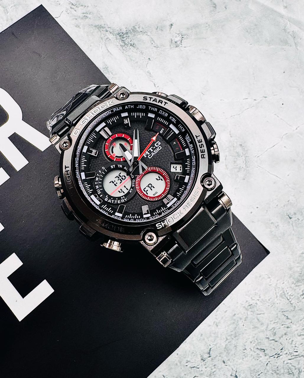 RELOJ CASIO MTG TITAN FORCE NEGRO/ROJO - FUERZA Y PRESTIGIO