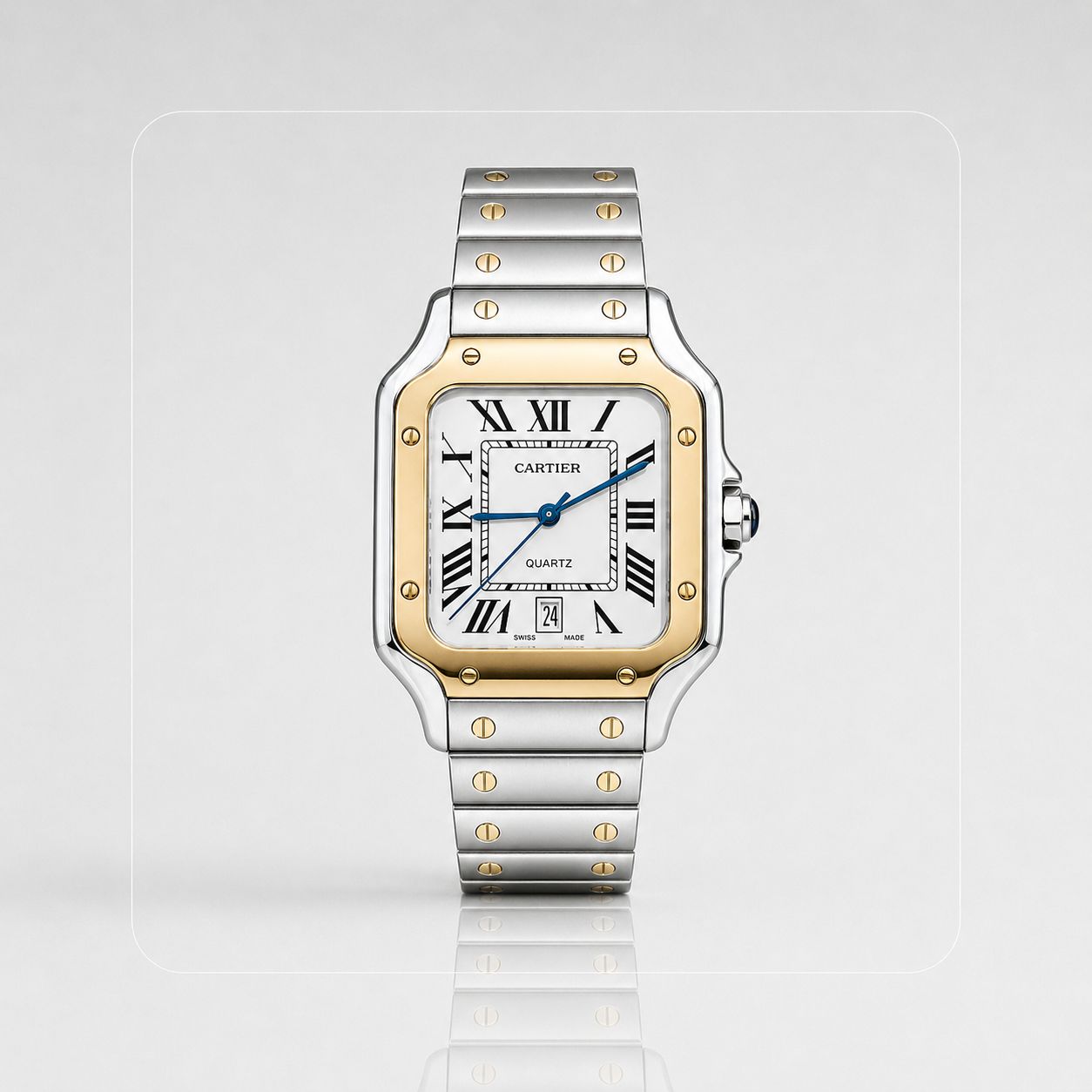 RELOJ CARTIER SANTOS BICOLOR DORADO BLANCO - SÍMBOLO DE PRESTIGIO, TRADICION Y MODERNIDAD EN TU MUÑECA