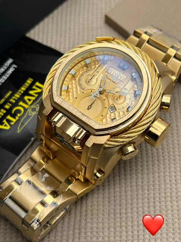 RELOJ INVICTA ZEUS GUAYA DORADO - PODER Y PRECISION (CRONOS FUNCIONALES)
