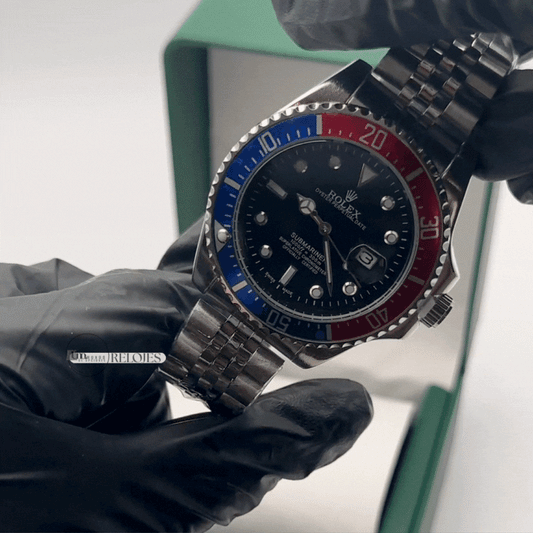 ROLEX SUBMARINER ESTILO PREMIUM PLATEADO AZUL/ROJO - ELEGANCIA ATEMPORAL