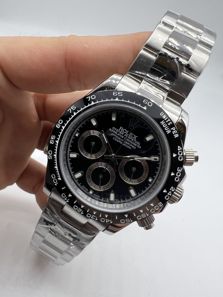 ROLEX DAYTONA ACERO CHRONOSPORT PLATEADO/NEGRO - PRESTIGIO EN CADA SEGUNDO