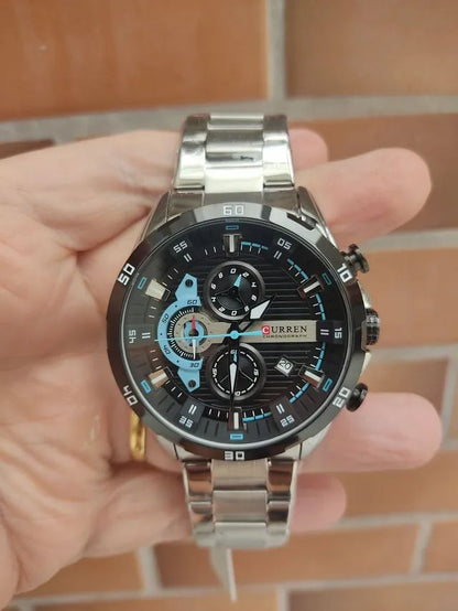 RELOJ CURREN CHRONOFORCE 8402 ORIGINAL PLATEADO - ESTILO DEPORTIVO PREMIUM