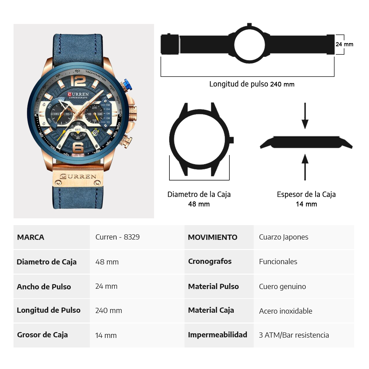 RELOJ CURREN ORIGINAL 8329 CAFE CLARO - PREMIUM PARA HOMBRES CON ESTILO