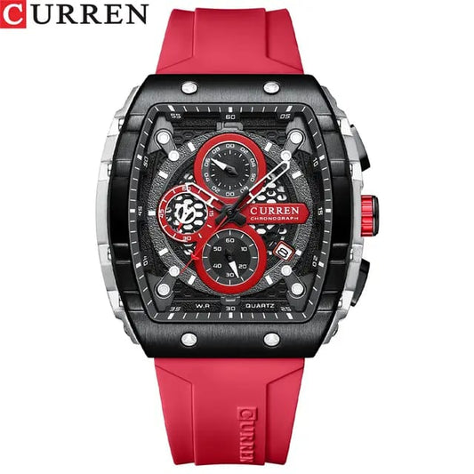 RELOJ CURREN 8442 SPORTX ROJO - DISEÑO IMPACTANTE EN SILICONA (ORIGINAL)