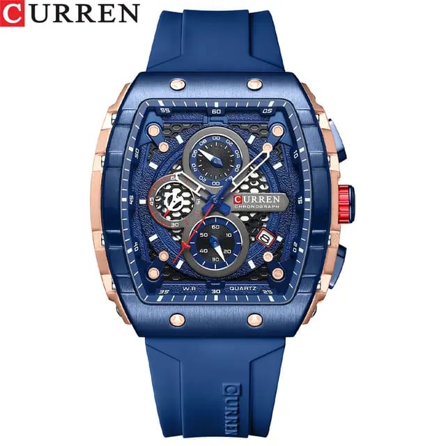 RELOJ CURREN 8442 SPORTX AZUL - DISEÑO IMPACTANTE EN SILICONA (ORIGINAL)
