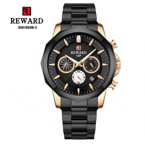RELOJ REWARD METÁLICO NEGRO/DORADO - CRONOGRAFO HOMBRE RD81063M-2
