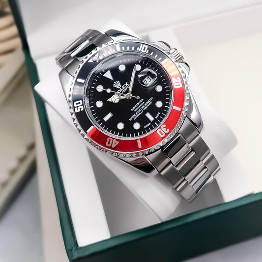 RELOJ ROLEX SUBMARINER PREMIUM INSPIRED ROJO/NEGRO/PLATEADO - SOFISTICACIÓN, ELEGANCIA Y FUNCIONALID