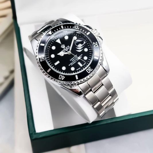 RELOJ ROLEX SUBMARINER PREMIUM INSPIRED PLATEADO/NEGRO - SOFISTICACIÓN, ELEGANCIA Y FUNCIONALID