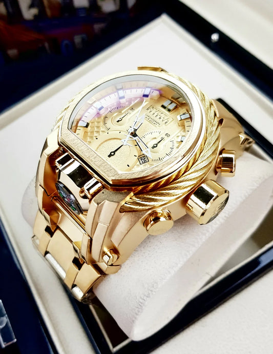 RELOJ INVICTA ZEUS GUAYA DORADO - PODER Y PRECISION (CRONOS FUNCIONALES)