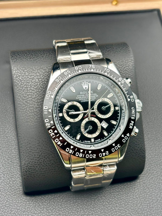 ROLEX DAYTONA ACERO CHRONOSPORT PLATEADO/NEGRO - PRESTIGIO EN CADA SEGUNDO