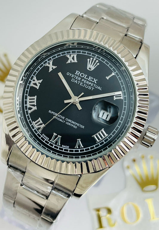 ROLEX NEW EDITION DATEJUST ROMANOS PRESIDENCIAL PLATEADO/NEGRO - IMPERIAL CLASSIC OYSTER