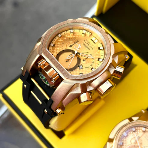 RELOJ INVICTA BOLT GOMA EDITION NEGRO DORADO - IMPONENTE Y MODERNO