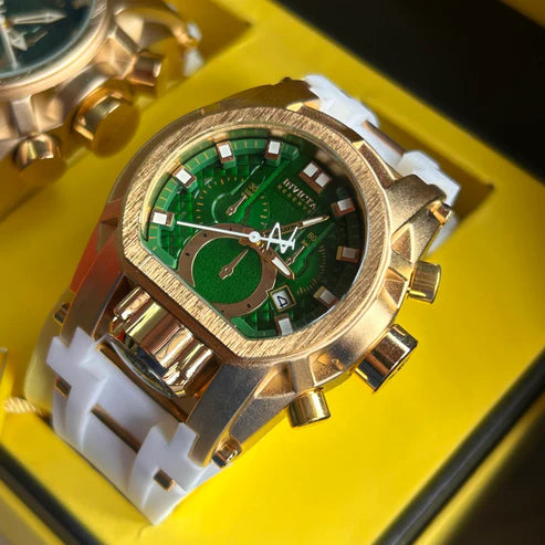 RELOJ INVICTA BOLT GOMA EDITION BLANCO VERDE - IMPONENTE Y MODERNO