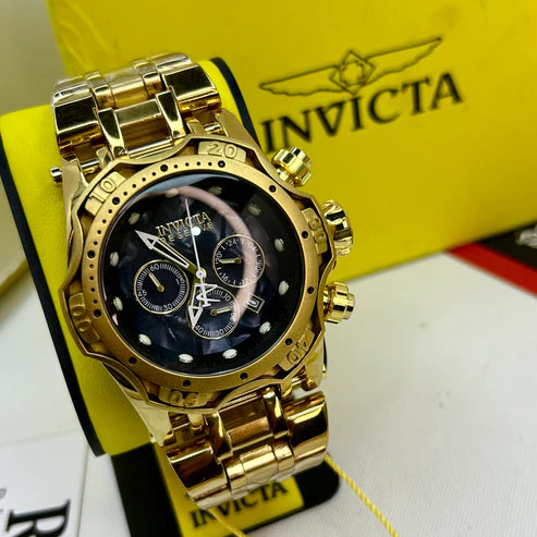 RELOJ INVICTA RESERVE DORADO NEGRO - DISENO ICONICO QUE REFLEJA LUJO