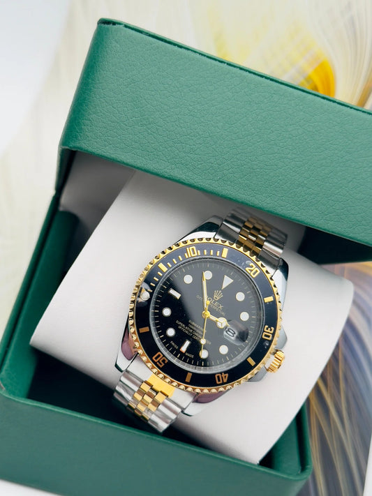 ROLEX SUBMARINER ESTILO PREMIUM BICOLOR NEGRO - ELEGANCIA ATEMPORAL CON ESTUCHE DE LUJO