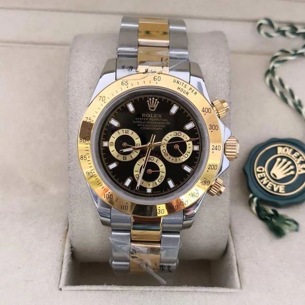RELOJ ROLEX DAYTONA EDICION ESPECIAL ACERO CHRONOSPORT BICOLOR NEGRO - PRESTIGIO EN CADA SEGUNDO