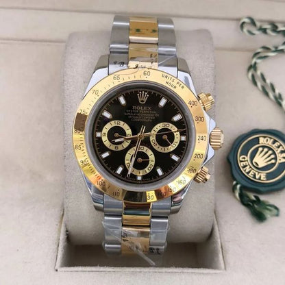 RELOJ ROLEX DAYTONA EDICION ESPECIAL ACERO CHRONOSPORT BICOLOR NEGRO - PRESTIGIO EN CADA SEGUNDO