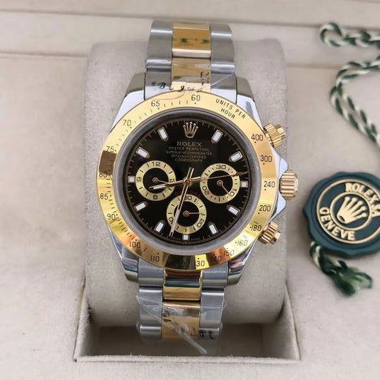 RELOJ ROLEX DAYTONA EDICION ESPECIAL ACERO CHRONOSPORT BICOLOR NEGRO - PRESTIGIO EN CADA SEGUNDO