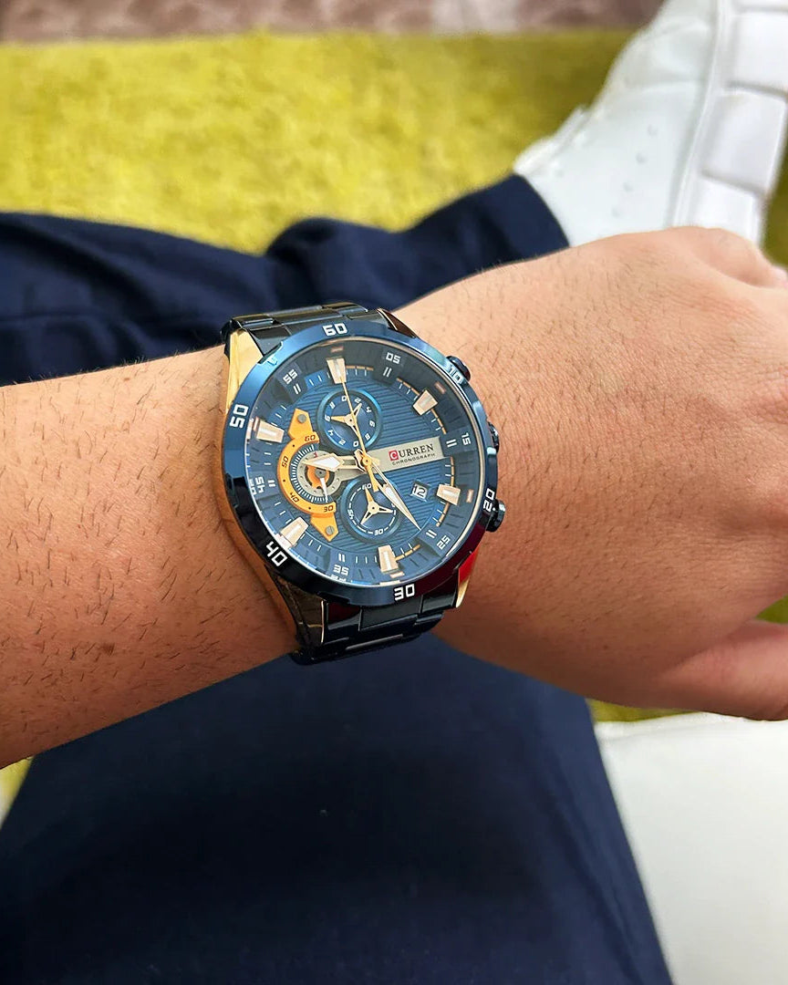 RELOJ CURREN CHRONOGRAPH ELITE 8402 AZUL - ELEGANCIA, PRECISIÓN Y CARÁCTER (ORIGINAL)