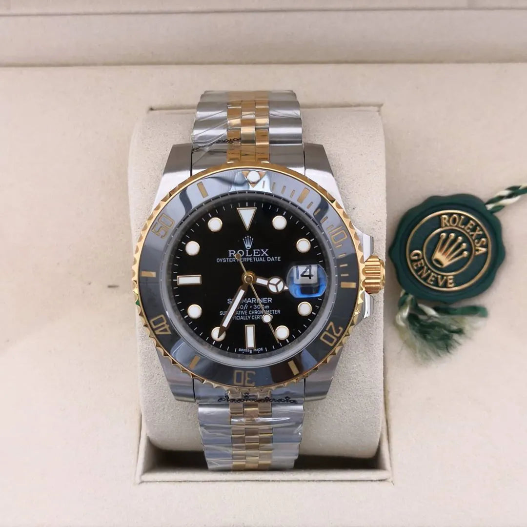 ROLEX SUBMARINER ESTILO PREMIUM BICOLOR NEGRO - ELEGANCIA ATEMPORAL CON ESTUCHE DE LUJO