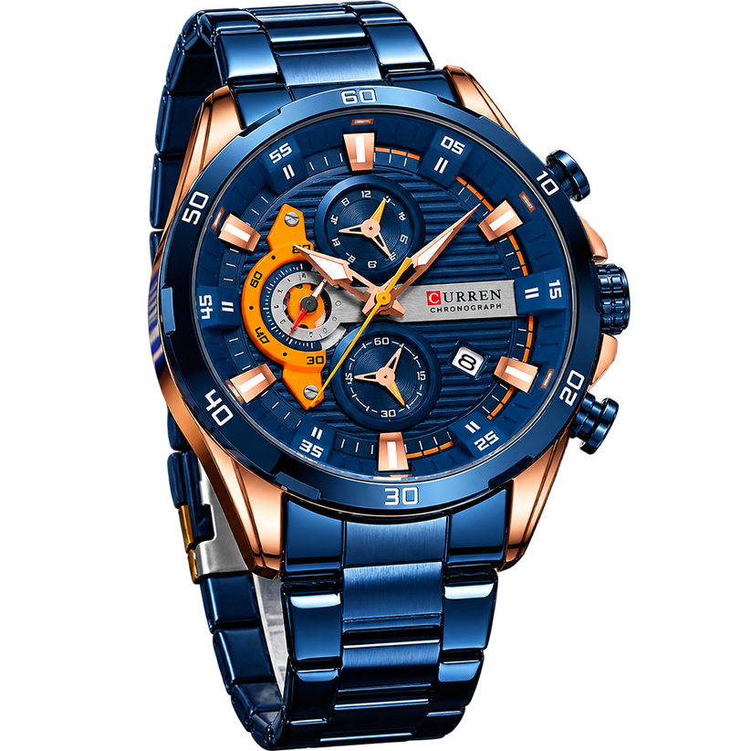 RELOJ CURREN CHRONOGRAPH ELITE 8402 AZUL - ELEGANCIA, PRECISIÓN Y CARÁCTER (ORIGINAL)