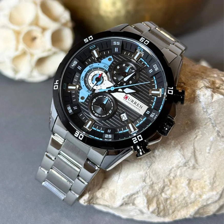 RELOJ CURREN CHRONOFORCE 8402 ORIGINAL PLATEADO - ESTILO DEPORTIVO PREMIUM