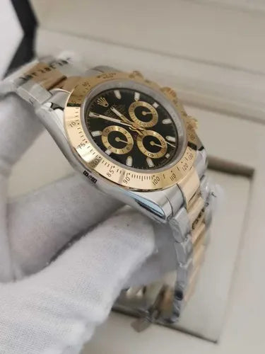 RELOJ ROLEX DAYTONA EDICION ESPECIAL ACERO CHRONOSPORT BICOLOR NEGRO - PRESTIGIO EN CADA SEGUNDO