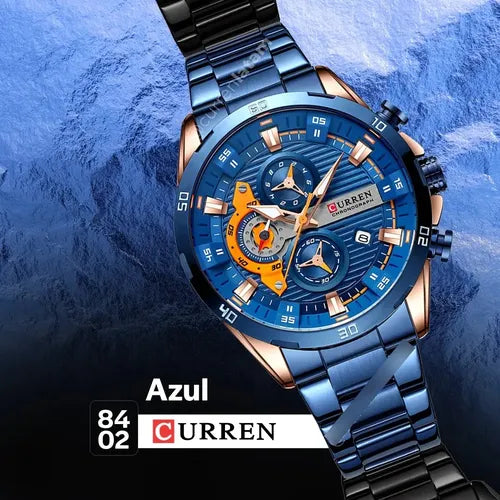 RELOJ CURREN CHRONOGRAPH ELITE 8402 AZUL - ELEGANCIA, PRECISIÓN Y CARÁCTER (ORIGINAL)