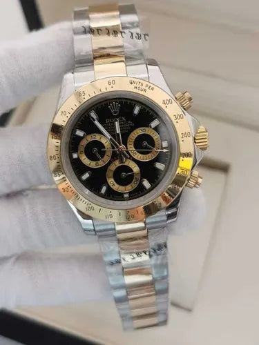 RELOJ ROLEX DAYTONA EDICION ESPECIAL ACERO CHRONOSPORT BICOLOR NEGRO - PRESTIGIO EN CADA SEGUNDO