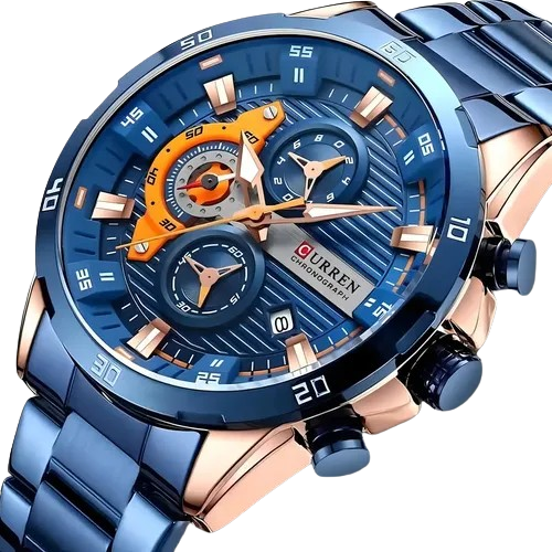 RELOJ CURREN CHRONOGRAPH ELITE 8402 AZUL - ELEGANCIA, PRECISIÓN Y CARÁCTER (ORIGINAL)