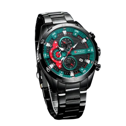 RELOJ CURREN CHRONOGRAPH ELITE 8402 NEGRO CON ROJO - ELEGANCIA, PRECISIÓN Y CARÁCTER (ORIGINAL)