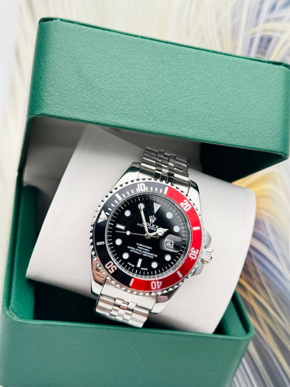 ROLEX SUBMARINER ESTILO PREMIUM NEGRO/ROJO - ELEGANCIA ATEMPORAL
