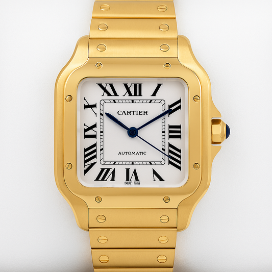 RELOJ CARTIER SANTOS DORADO - SÍMBOLO DE PRESTIGIO, TRADICION Y MODERNIDAD