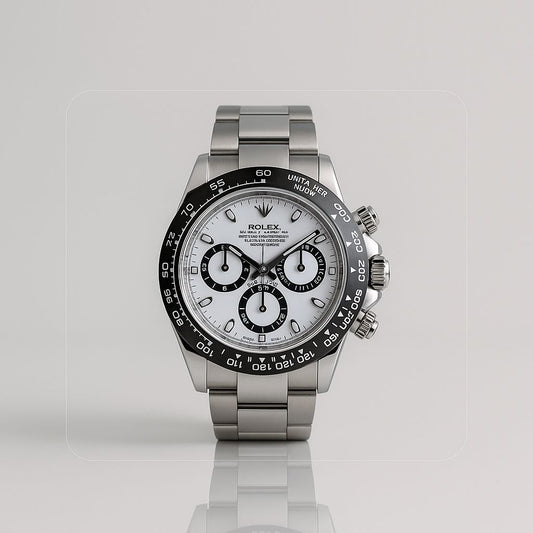ROLEX DAYTONA ACERO CHRONOSPORT PLATEADO/FONDO BLANCO - PRESTIGIO EN CADA SEGUNDO