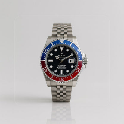 ROLEX SUBMARINER ESTILO PREMIUM PLATEADO AZUL/ROJO - ELEGANCIA ATEMPORAL