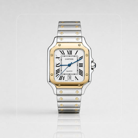 RELOJ CARTIER SANTOS BICOLOR DORADO BLANCO - SÍMBOLO DE PRESTIGIO, TRADICION Y MODERNIDAD EN TU MUÑECA