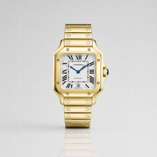 RELOJ CARTIER SANTOS DORADO BLANCO - SÍMBOLO DE PRESTIGIO, TRADICION Y MODERNIDAD EN TU MUÑECA