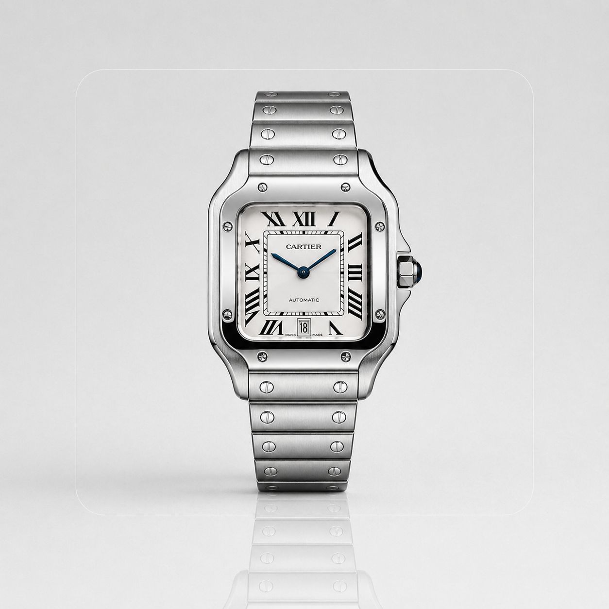 RELOJ CARTIER SANTOS PLATEADO - SÍMBOLO DE PRESTIGIO, TRADICION Y MODERNIDAD EN TU MUÑECA