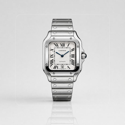 RELOJ CARTIER SANTOS PLATEADO - SÍMBOLO DE PRESTIGIO, TRADICION Y MODERNIDAD EN TU MUÑECA