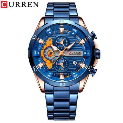 RELOJ CURREN CHRONOGRAPH ELITE 8402 AZUL - ELEGANCIA, PRECISIÓN Y CARÁCTER (ORIGINAL)