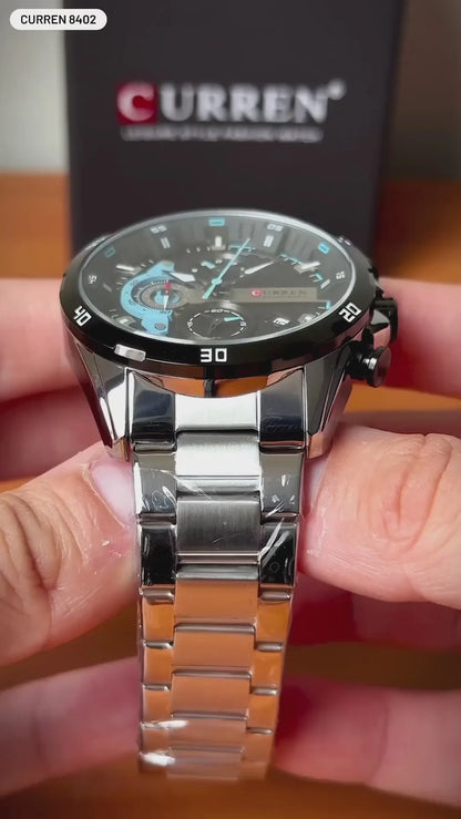 RELOJ CURREN CHRONOFORCE 8402 ORIGINAL PLATEADO - ESTILO DEPORTIVO PREMIUM