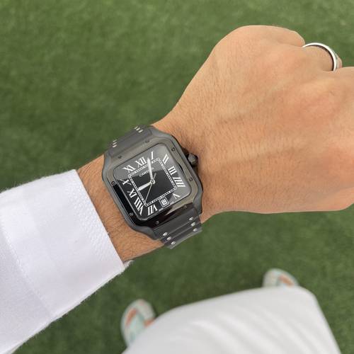 RELOJ CARTIER SANTOS GOMA NEGRO - SÍMBOLO DE PRESTIGIO, TRADICION Y MODERNIDAD