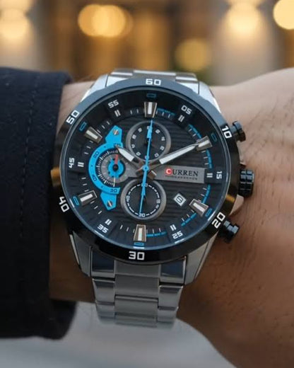 RELOJ CURREN CHRONOGRAPH ELITE 8402 PLATEADO - ELEGANCIA, PRECISIÓN Y CARÁCTER (ORIGINAL)