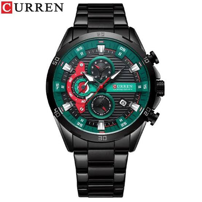 RELOJ CURREN CHRONOGRAPH ELITE 8402 NEGRO VERDE - ELEGANCIA, PRECISIÓN Y CARÁCTER (ORIGINAL)